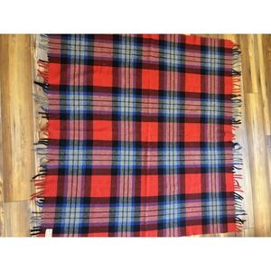 Vintage Horner Wool Stadium Throw Red Plaid Eaton Rapids MI 46x50 READ